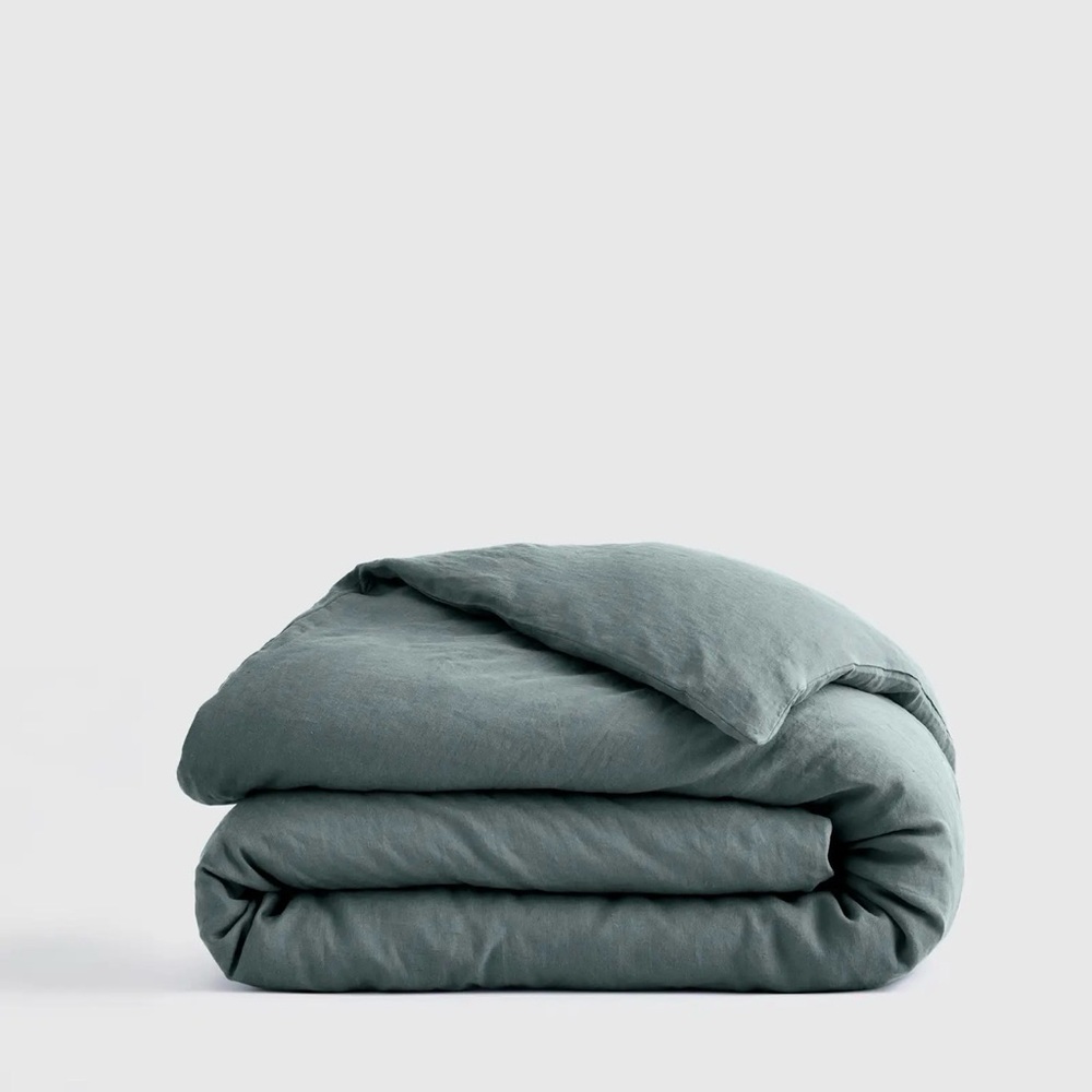 Quince European Linen Duvet Cover in Ocean Size Full/Queen